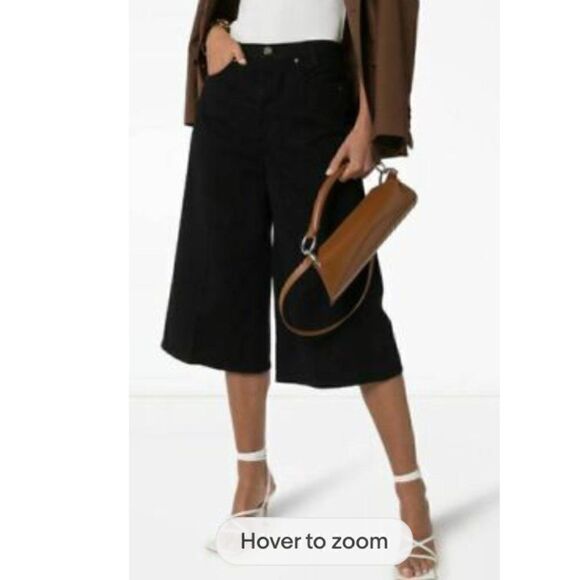 Goldsign The Culottes Painted Black Denim Culottes High rise jeans Brand New! - Picture 2 of 14